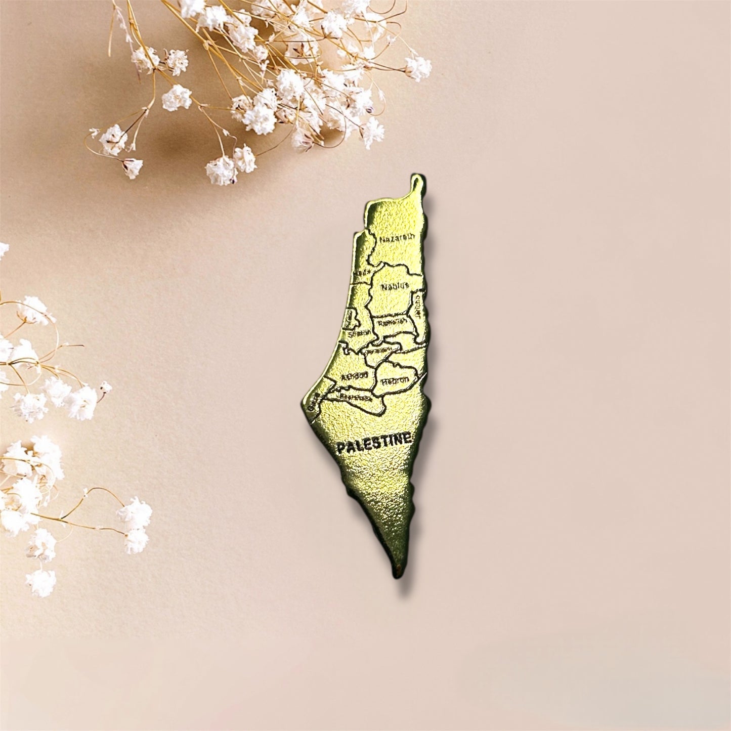 Palestine Golden Map Metal Sticker