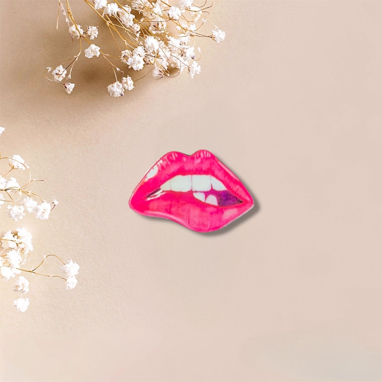 Lip Bite Metal Sticker