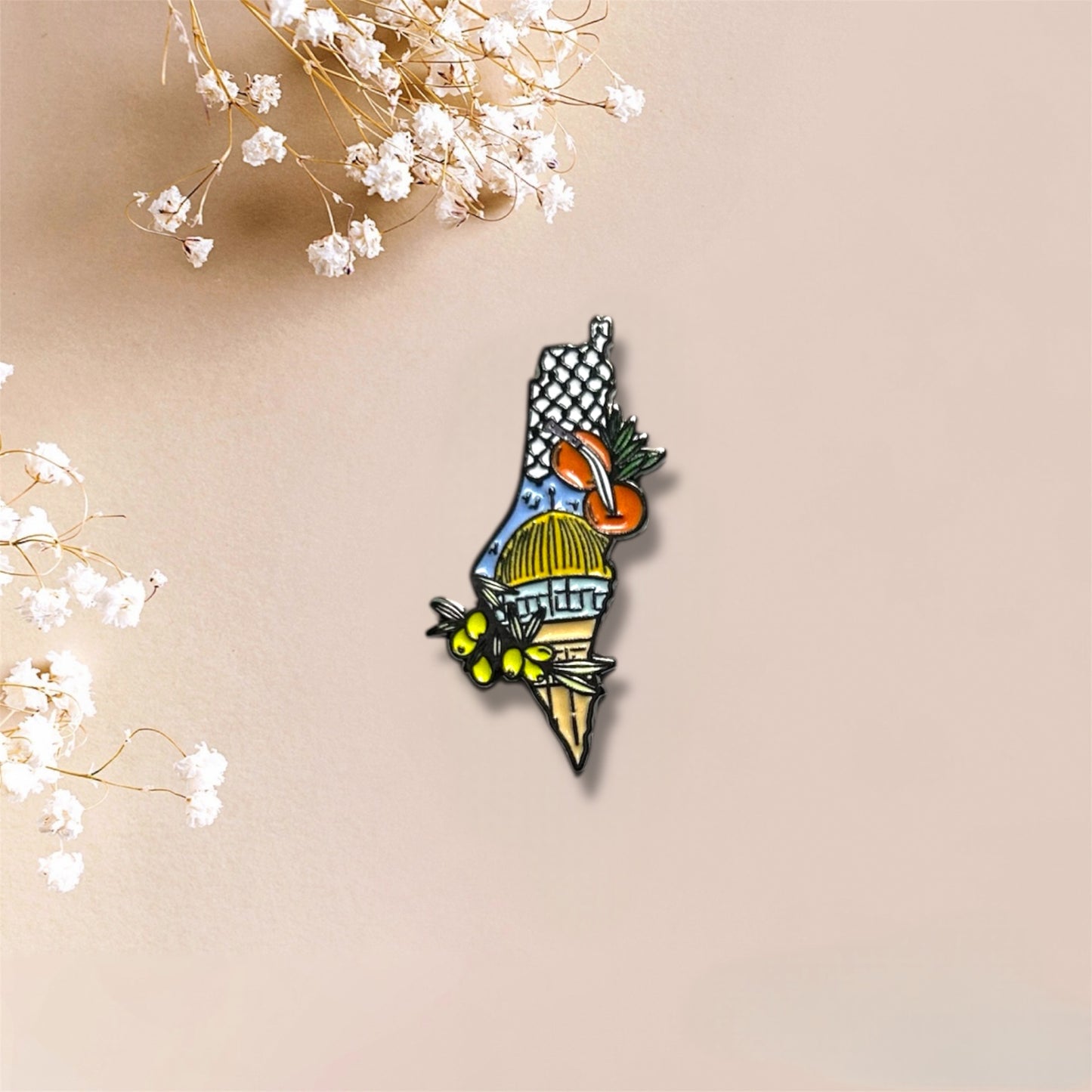 Palestine Land of Olives & Oranges Map Metal Sticker