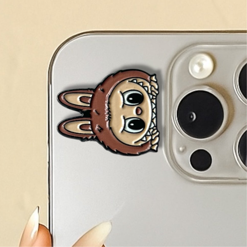 3D Metal Phone Sticker - Pink Labubu