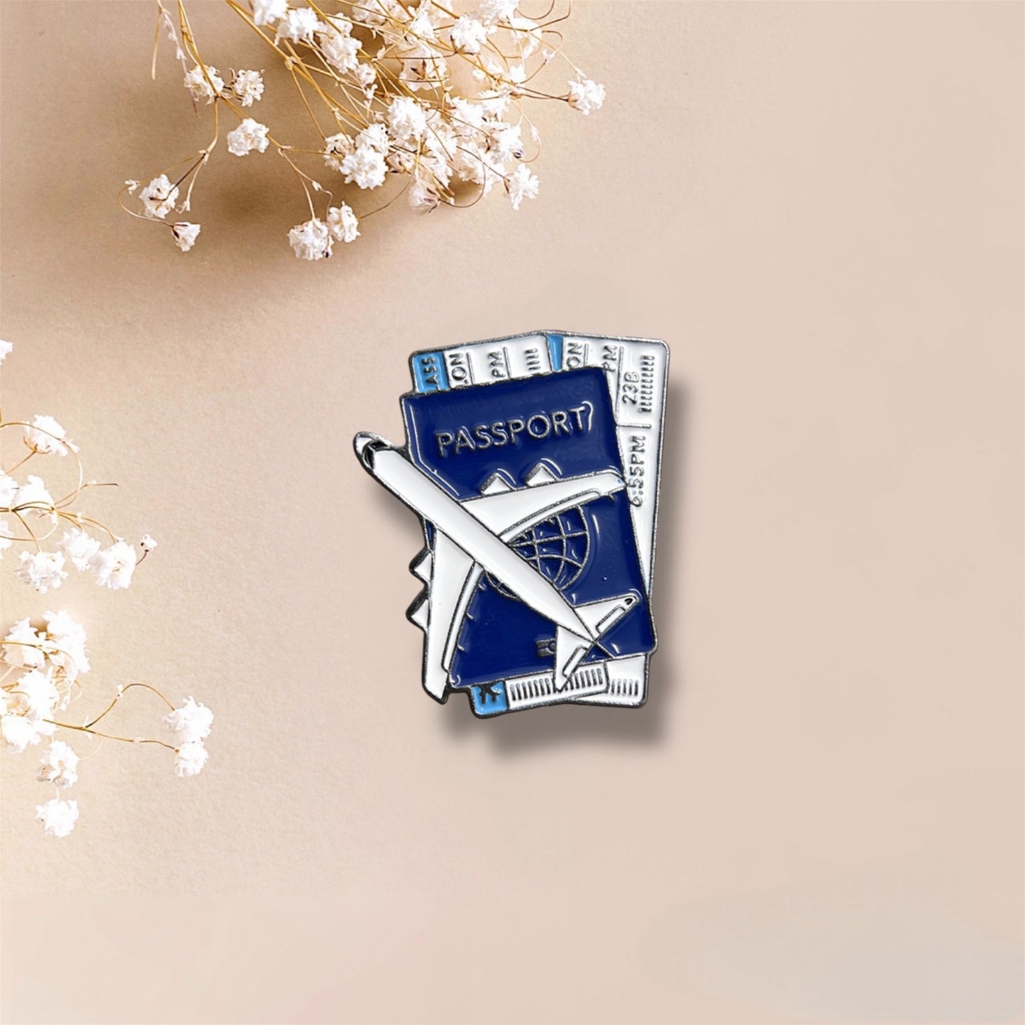 Passport and Airplane Metal Sticker