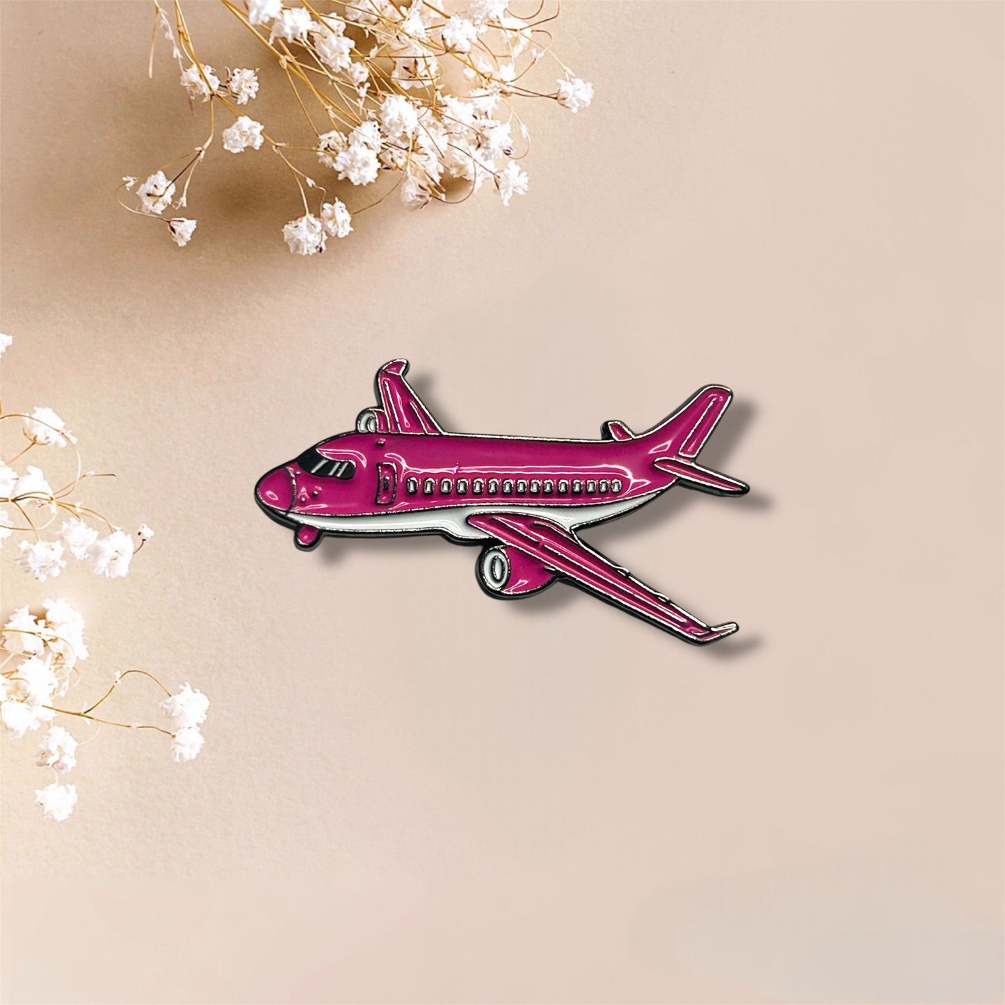 Pink Airplane Metal Sticker