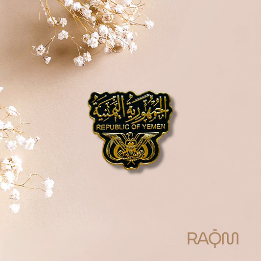 Yemen Gold & Black Emblem Metal Phone Sticker