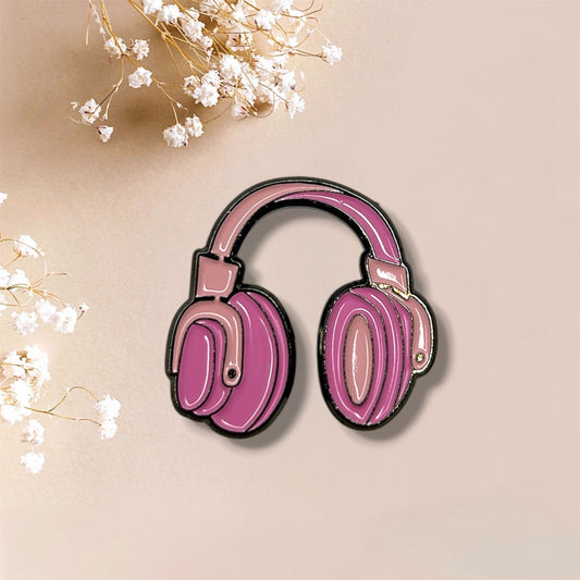 Pink Headphones Metal Sticker
