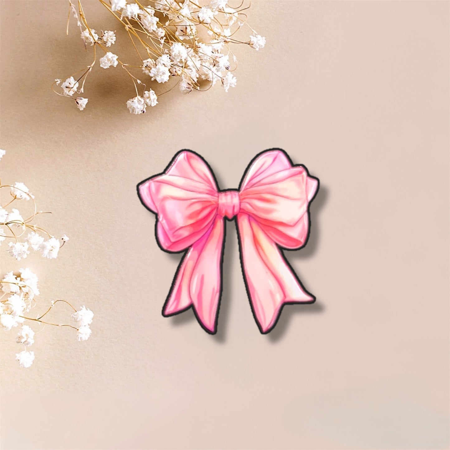 Pink Bow Metal Sticker