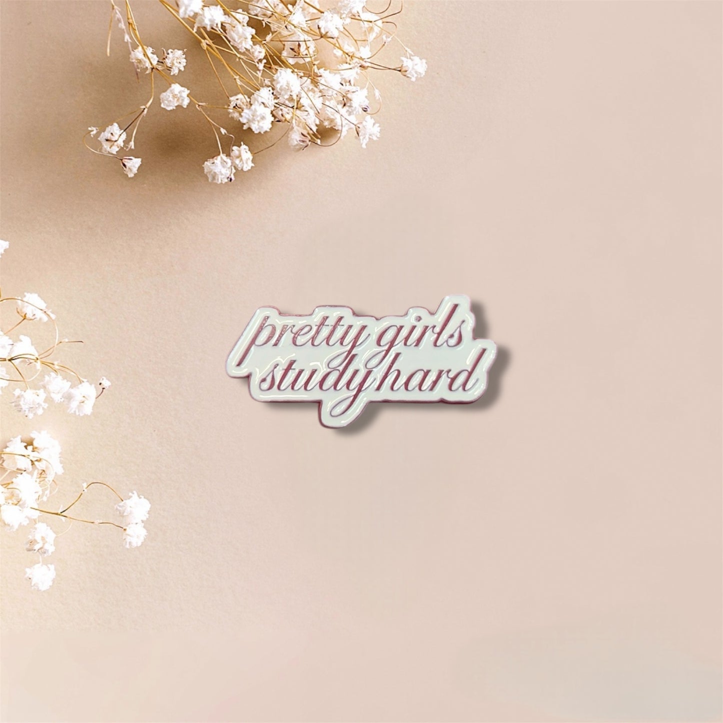 Pretty Girls Study Hard Metal Sticker