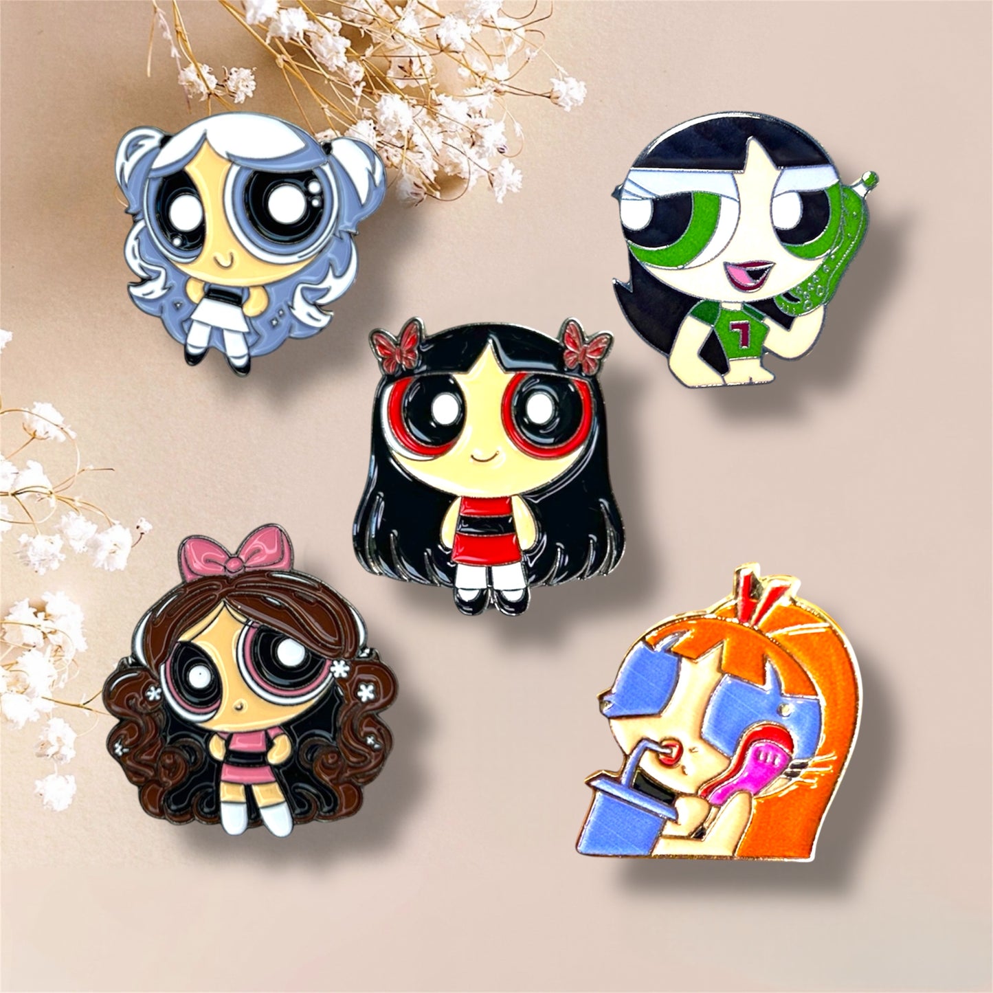 Manga Style Powerpuff Girls Inspired Metal Stickers