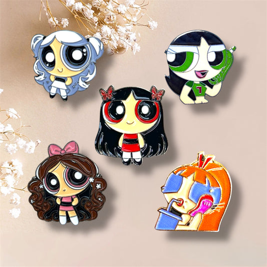 Manga Style Powerpuff Girls Inspired Metal Stickers