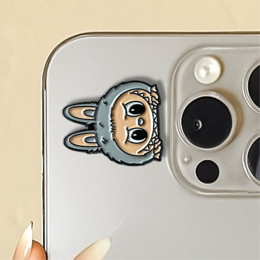 3D Metal Phone Sticker - Grey Labubu