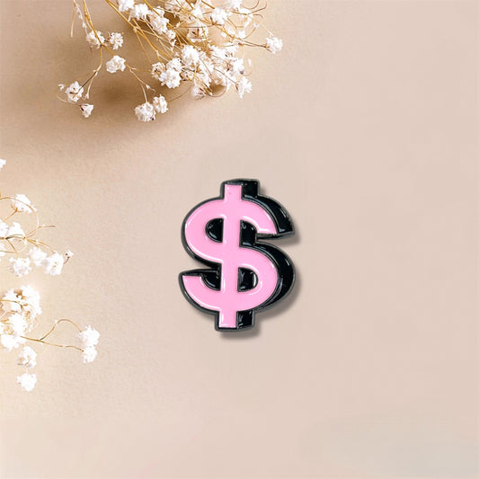 Pink Dollar Sign Metal Sticker