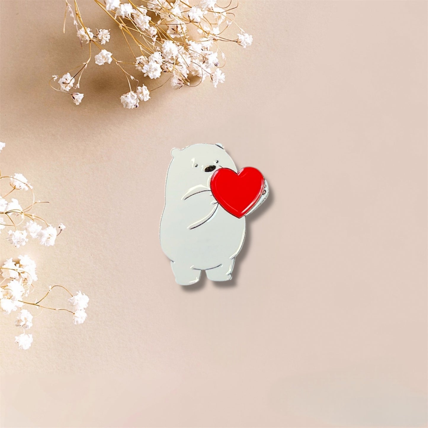 Ice Bear Heart Metal Sticker