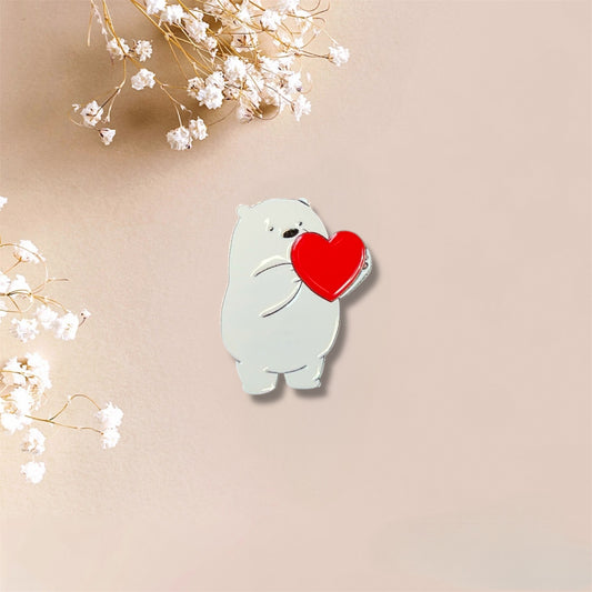 Ice Bear Heart Metal Sticker