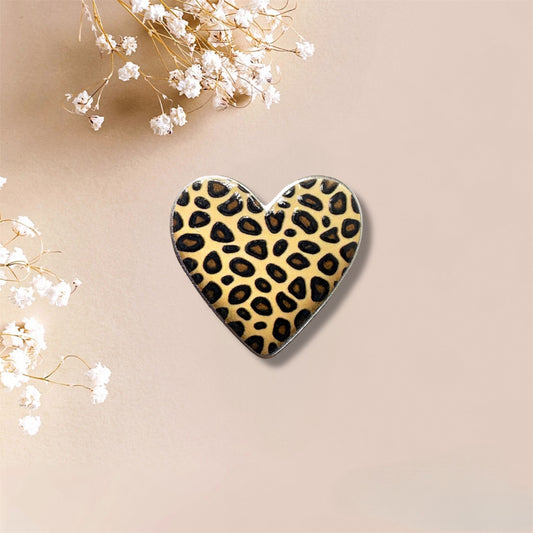 Leopard Heart Metal Sticker