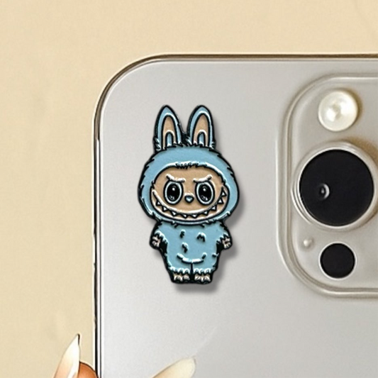 3D Metal Phone Sticker - Blue Labubu