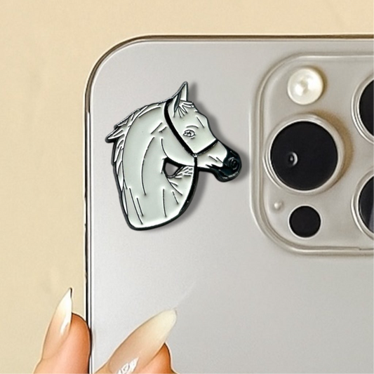 3D Metal Phone Sticker - White Horse