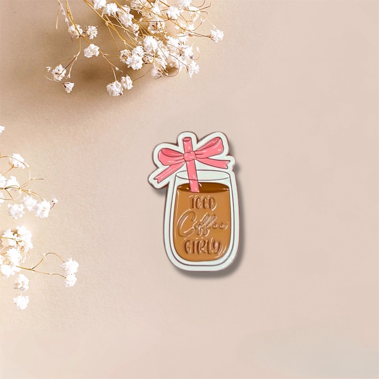 Iced Coffee Girly Metal Sticker