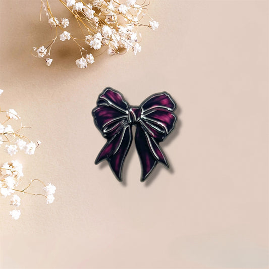 Dark Purple Bow Metal Sticker