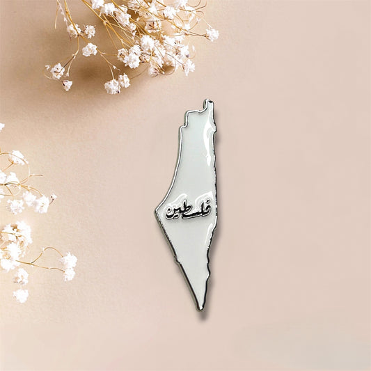 Palestine White Map Metal Sticker