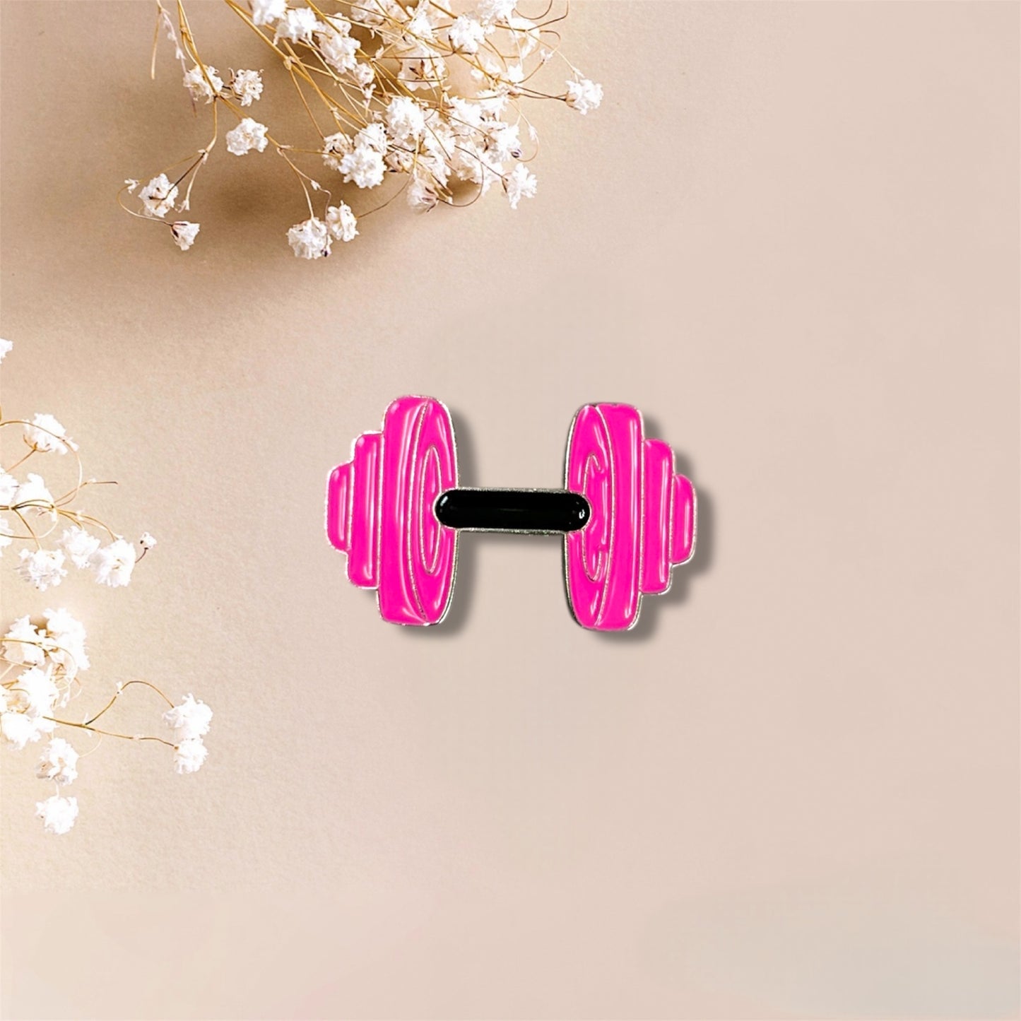 Pink Dumbbell Metal Sticker