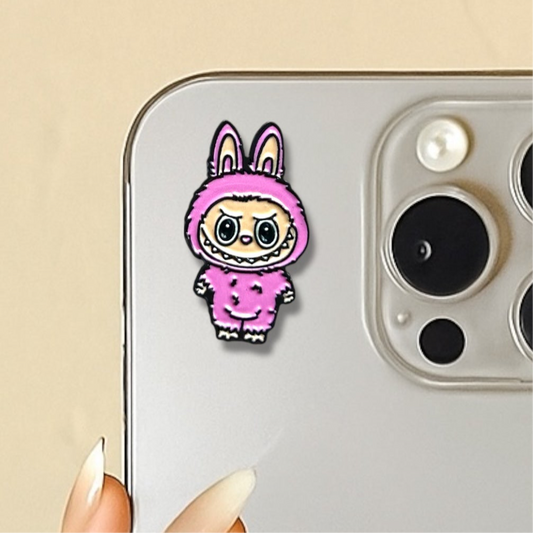 3D Metal Phone Sticker - Pink Labubu