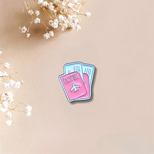 Pink Passport Airplane Metal Sticker